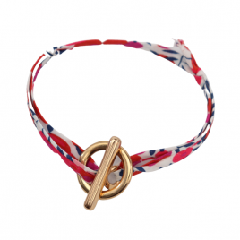 Bracelet liberty fermoir T rose gold et fushia