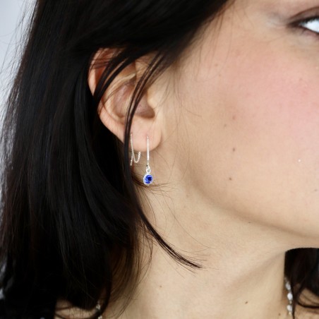 Boucles d'oreilles en argent 925 et zirconium bleue - Aria