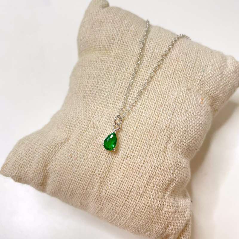 Collier Argent 925 Et Zircone Verte - Asmaé